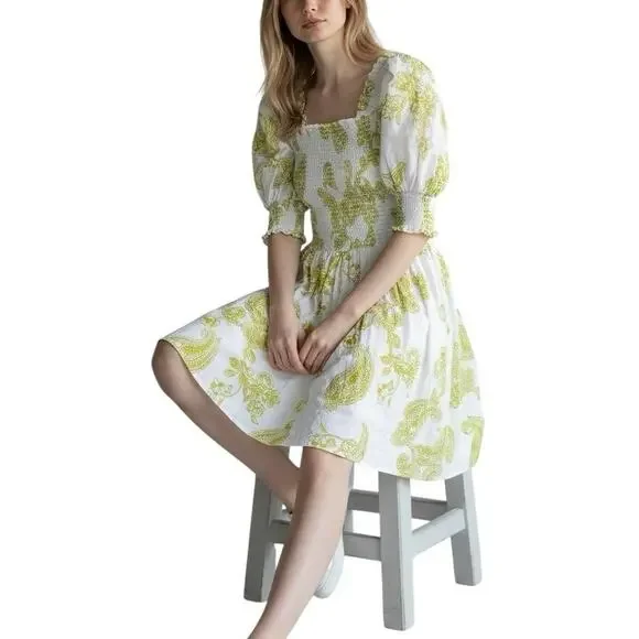 Revolve x 1State Puff Sleeve Smocked Paisley Mini Dress - S - Picture 2 of 5